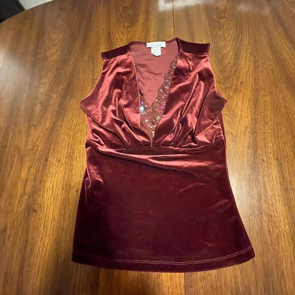 Tops - Velvet Sequin V-Neck Sleeveless Top